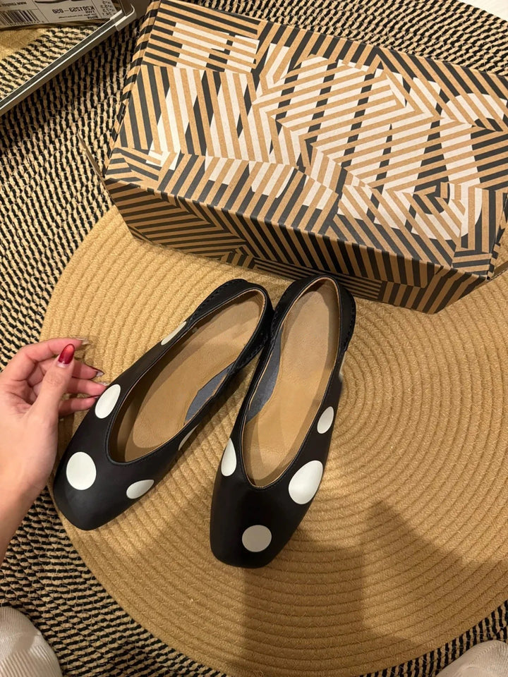 Damen Ballerinas mit modischem Punktedesign und flexibler Sohle Drune
