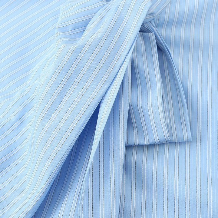 Damen Hemdblusenshirt mit dekorativer Schleife und eleganter Streifenoptik Drune