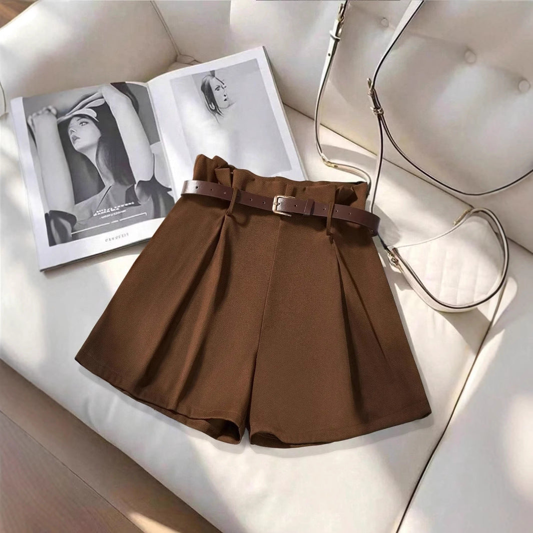 Damen Bleistiftshorts mit Gürtel und eleganten Falten Drune
