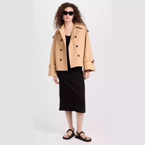 Damen Kurzer Doppelreihiger Trenchcoat im Boxy-Schnitt Drune