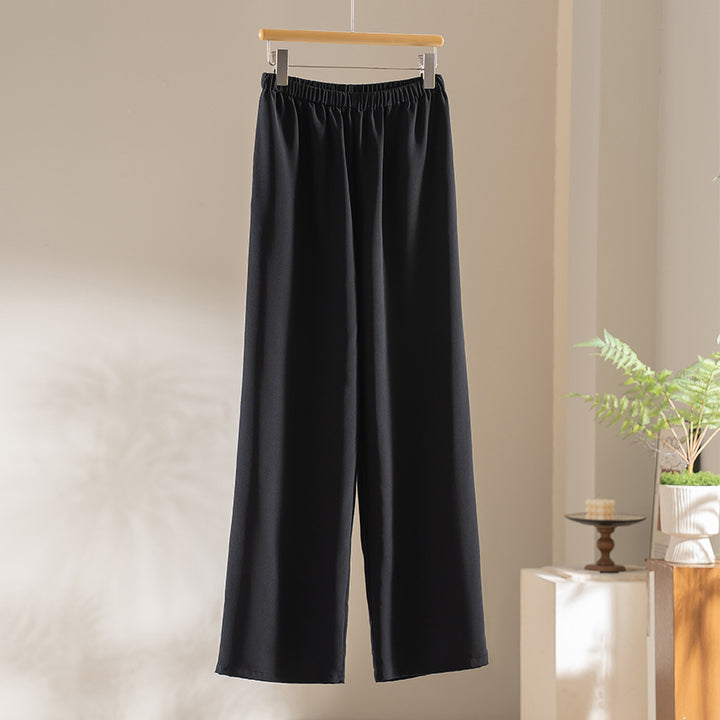 Damen Weite Satin-Hose mit Elastikbund und fließender Palazzo-Silhouette Drune