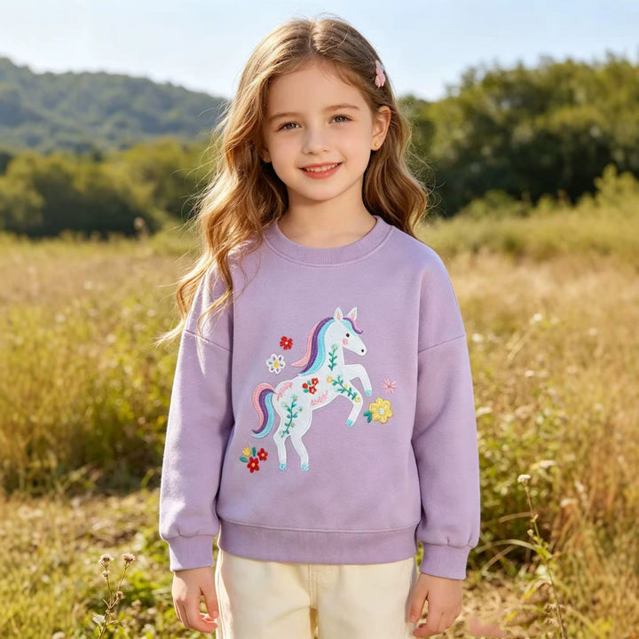 Mädchen Sweatshirt mit buntem Einhorn-Design Drune