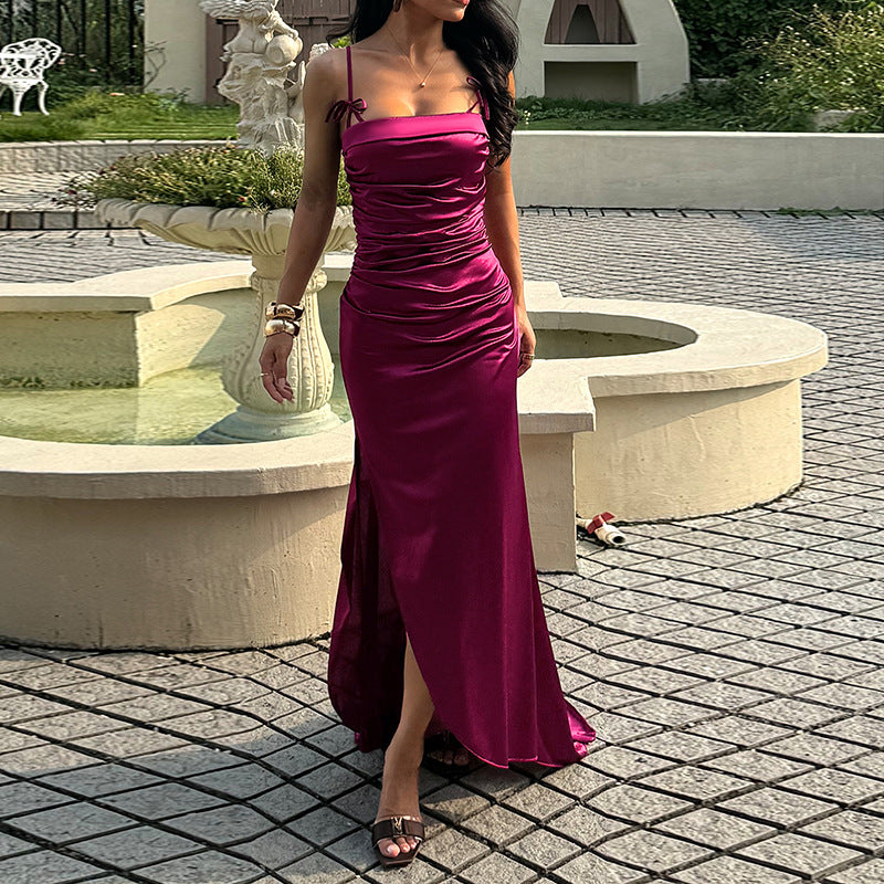 Damen Elegantes Maxikleid mit raffinierten Raffungselementen Drune