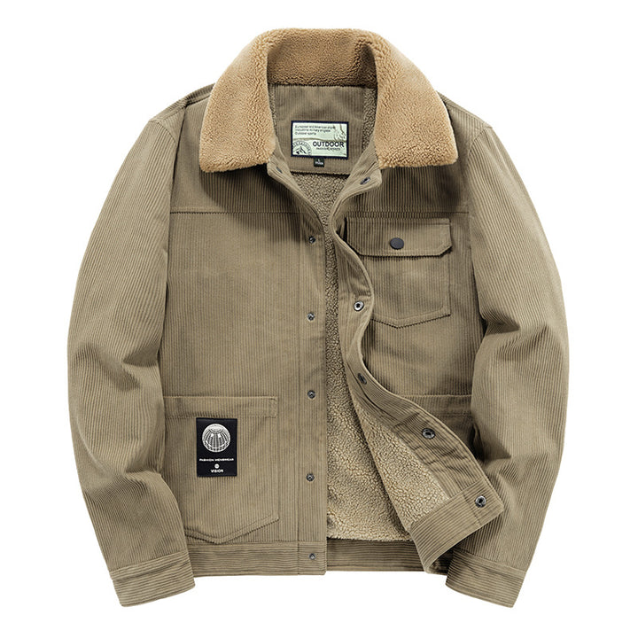 Herren Cordjacke mit Teddyfutter und Druckknopfleiste Drune