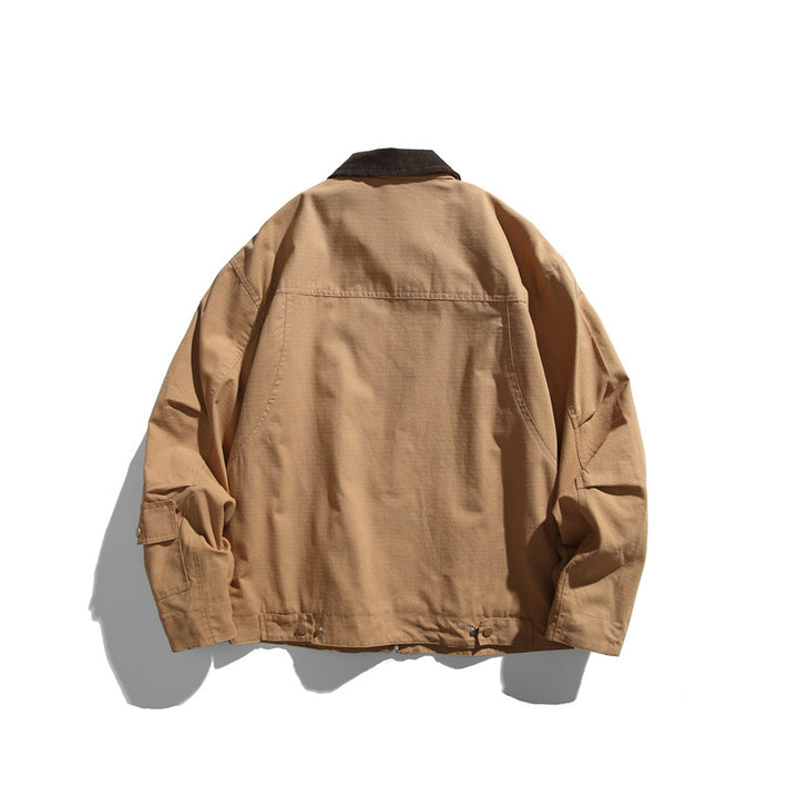 Herren Boxy-Workwear-Blousonjacke mit Kontrastkragen und Mehrfach-Taschen Drune
