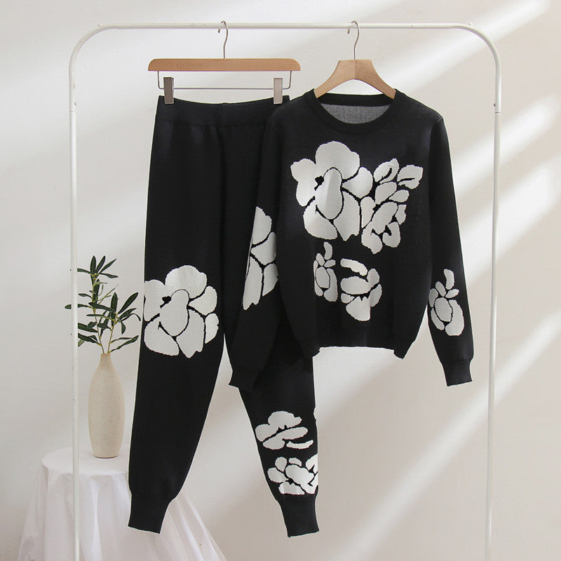 Damen Strickanzug mit floralen Designs Drune