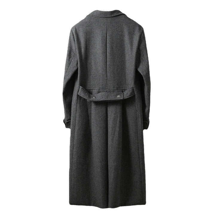 Herren Eleganter lang geschnittener Wollmantel mit Doppelreihe und Pattentaschen Drune