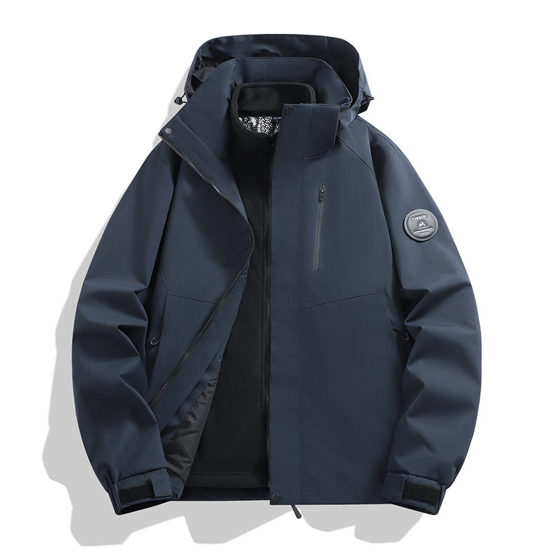 Herren Softshell-Performancejacke mit abnehmbarer Kapuze, verdecktem durchgehendem Reißverschluss und ergonomischem Schnitt Drune