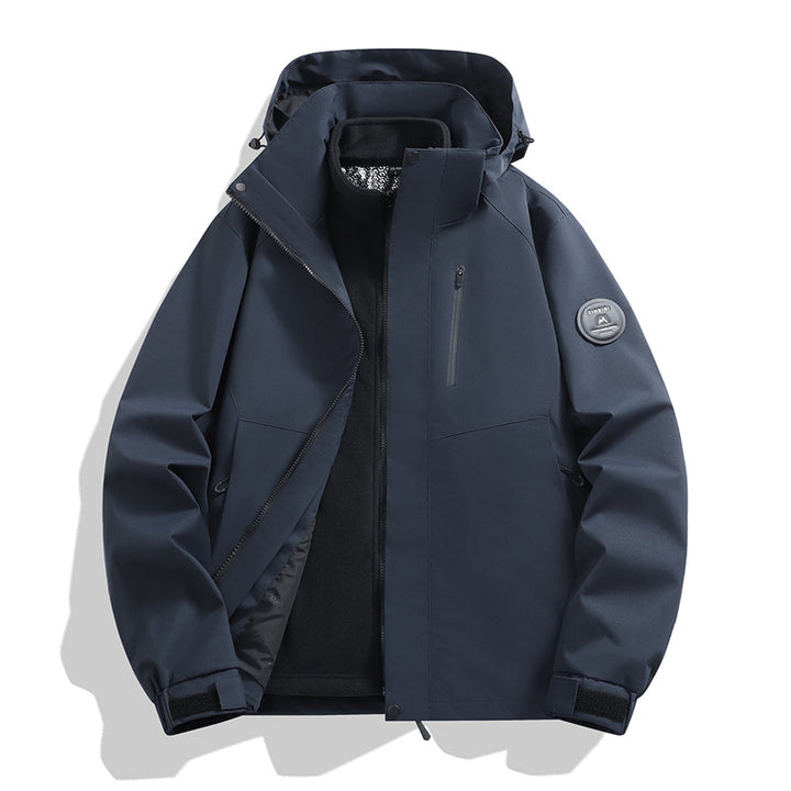 Herren Softshell-Performancejacke mit abnehmbarer Kapuze, verdecktem durchgehendem Reißverschluss und ergonomischem Schnitt Drune