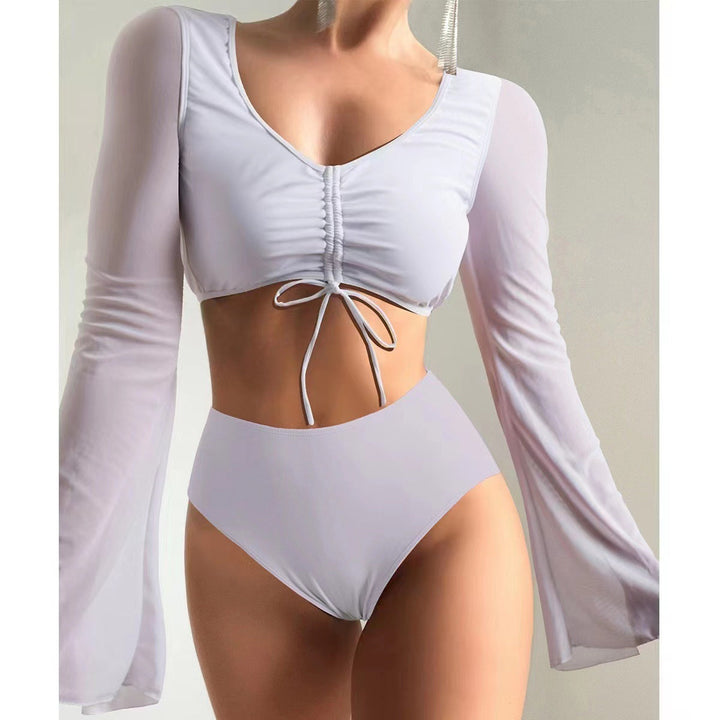 Damen Hochgeschnittener Bikini mit transparenter Blusenoberteil Drune