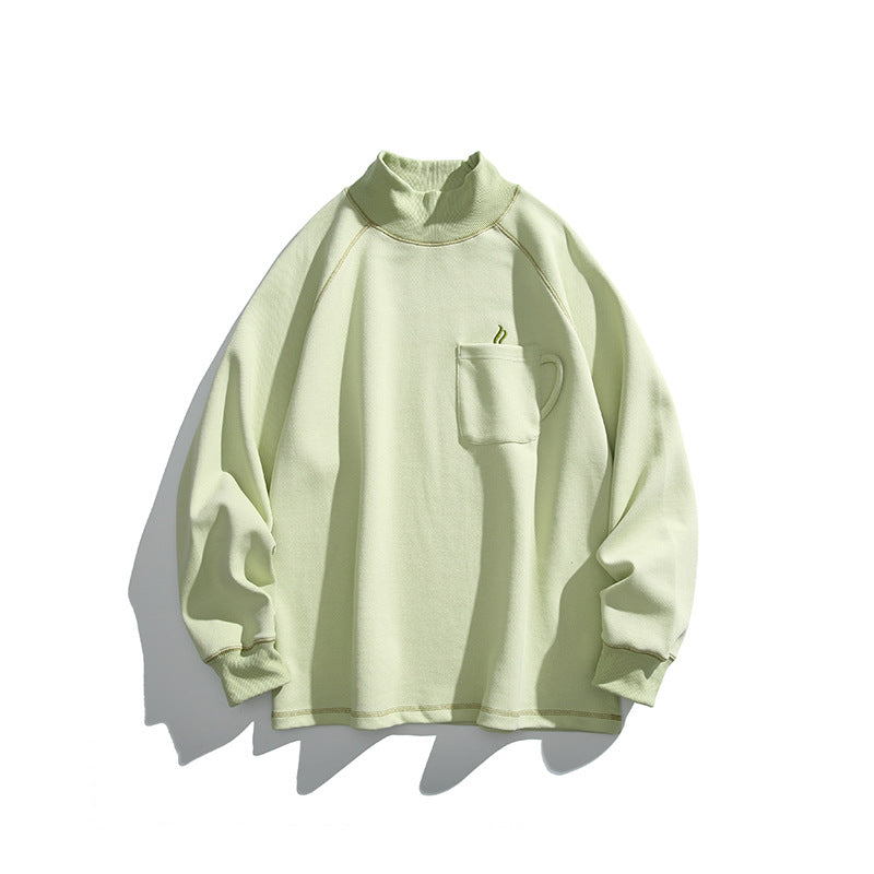 Unisex Oversize-Halbkragen-Sweatshirt mit Raglanärmeln und Brusttasche Drune