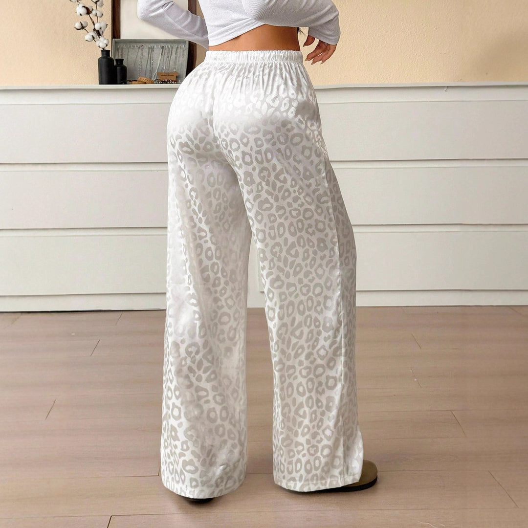 Damen Lässige Palazzo-Hose mit elastischem Bund und trendigem Leopardenmuster Drune
