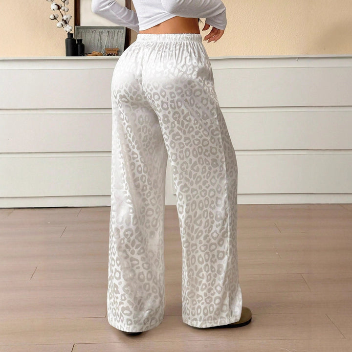 Damen Lässige Palazzo-Hose mit elastischem Bund und trendigem Leopardenmuster Drune