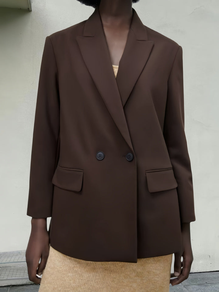Damen Elegante und moderne Double-Breasted Blazerjacke Drune
