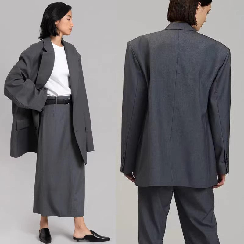 Damen Eleganter Oversize-Blazer mit passendem Hosenanzug Drune
