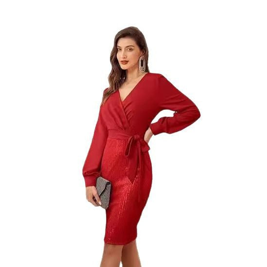 Damen Wickelkleid mit glitzernden Details Drune