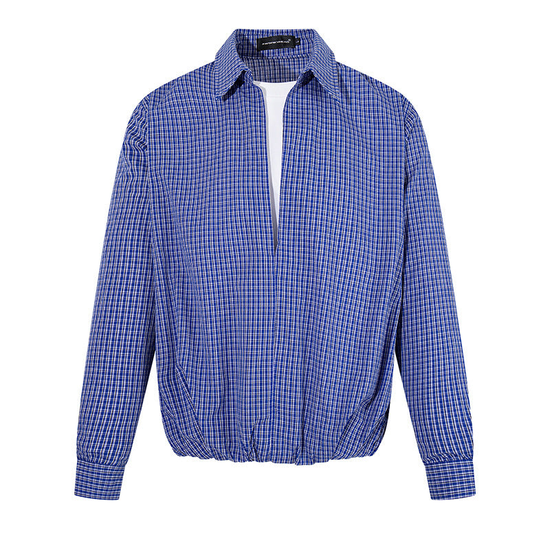 Herren Overshirt-Blouson im Karomuster mit Gummizugbund und Hemdkragen Drune