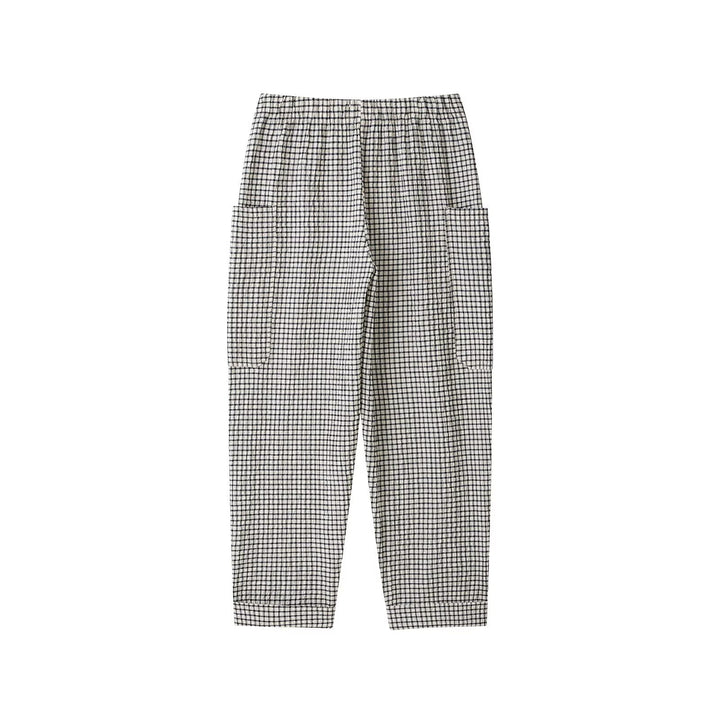 Damen Karierte Relaxed-Fit Stoffhose mit elastischem Bund und aufgesetzten Taschen Drune