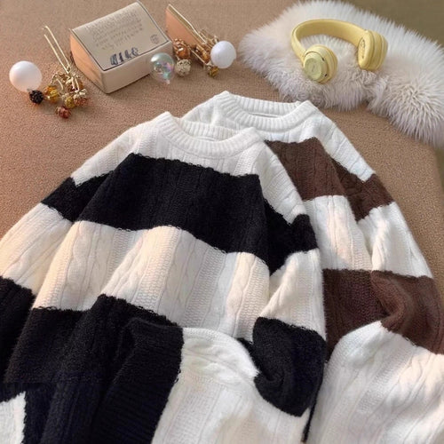 Damen Lässiger Strickpullover mit Zopfmuster Drune