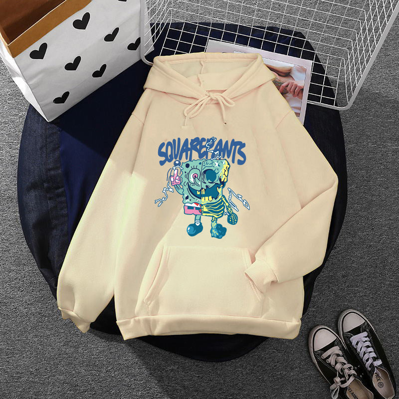 Damen nan weicher Oversize-Kapuzenpullover mit kawaii Pilzfrosch-Print, Kängurutasche und gerippten Bündchen Drune