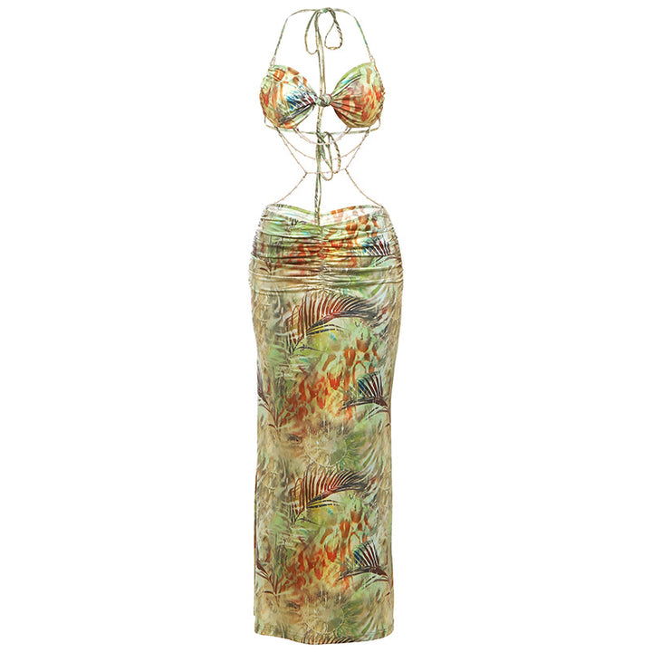 Damen Maxi-Kleid im Leoparden-Design mit raffiniertem Rücken Drune