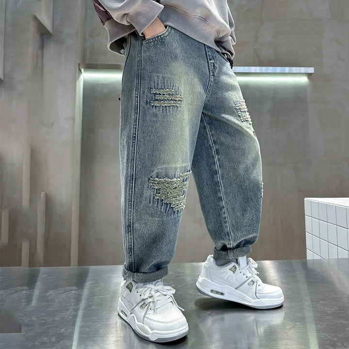 Unisex lässige, destroyed Baggy-Jeans Drune