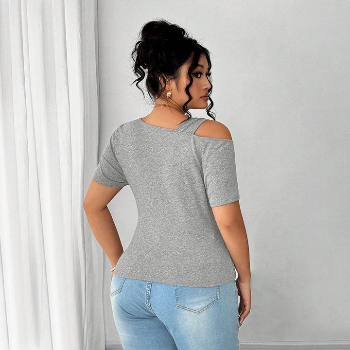 Damen Figurbetontes Kurzarm-Body mit asymmetrischem Ausschnitt und Knotendetail Drune