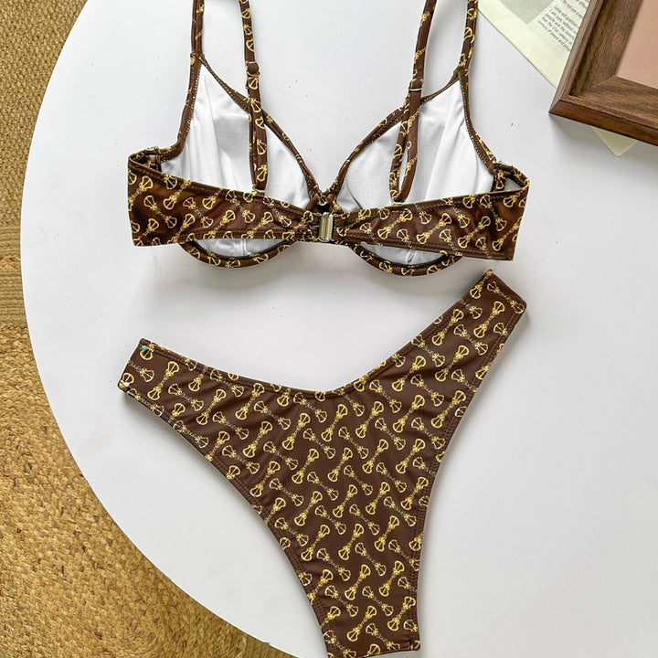 Damen Push-Up Bikini mit raffiniertem Muster Drune