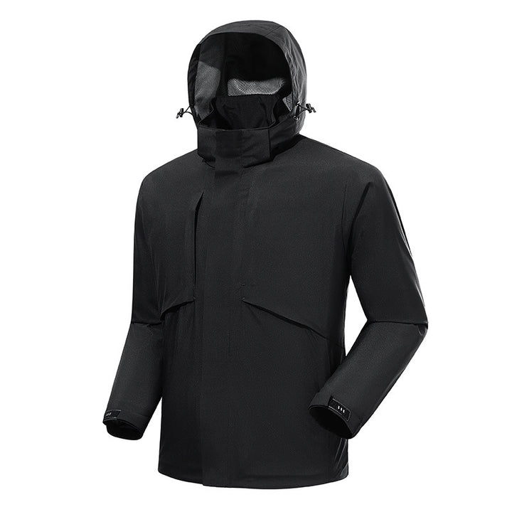 Herren Wasserdichter Tech-Parka mit hohem Stehkragen, verstellbarer Sturmkapuze und getapten Nähten Drune