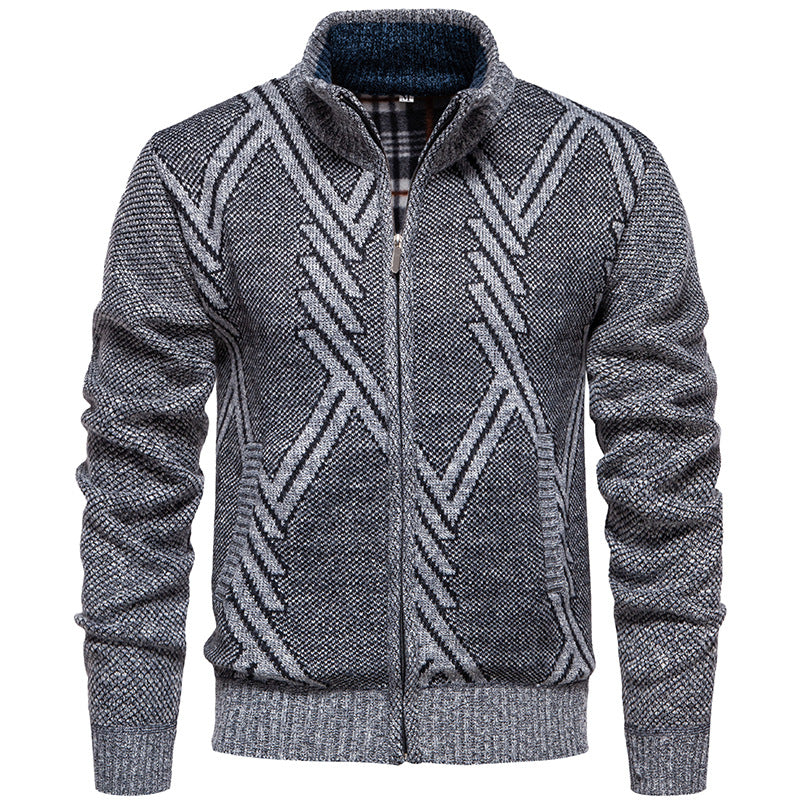 Herren sportliche Strickjacke mit modernem Zopfmuster Drune