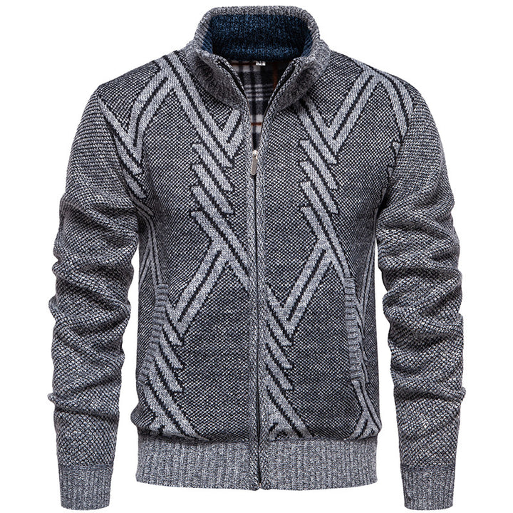 Herren sportliche Strickjacke mit modernem Zopfmuster Drune