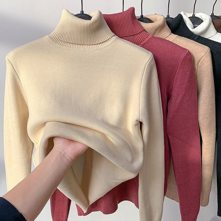 Damen Feinstrick-Rollkragenpullover mit wärmendem Innenfutter und schmaler Silhouette Drune