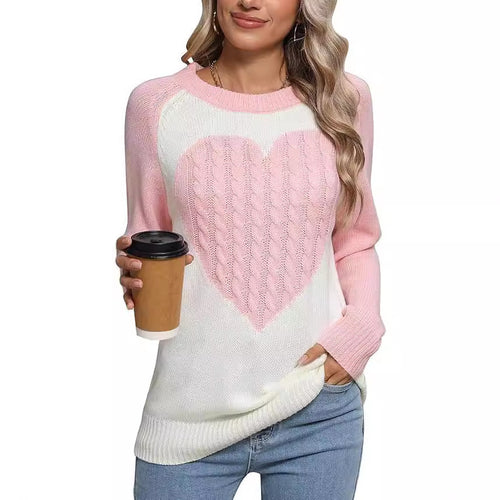 Damen Strickpullover mit Herzmotiv und feiner Struktur Drune