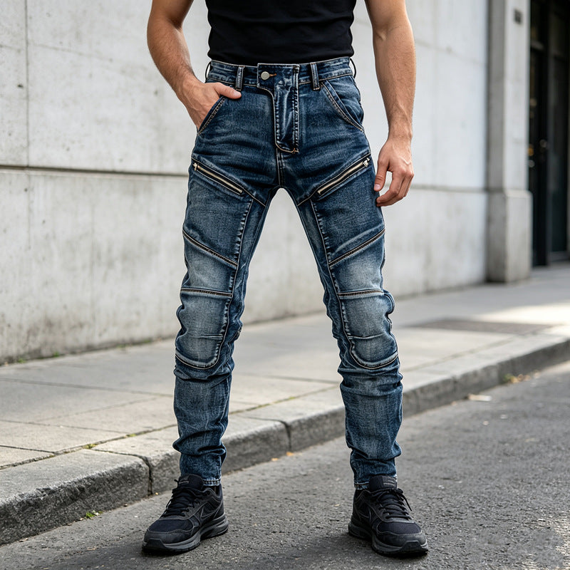 Herren Modische Jeans mit Reißverschluss-Details Drune