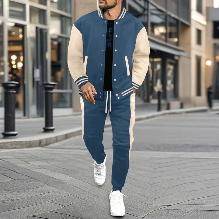 Herren nan College-Trainingsanzug aus Baumwollmischung mit gesteppter Collegejacke und tapered Jogginghose Drune