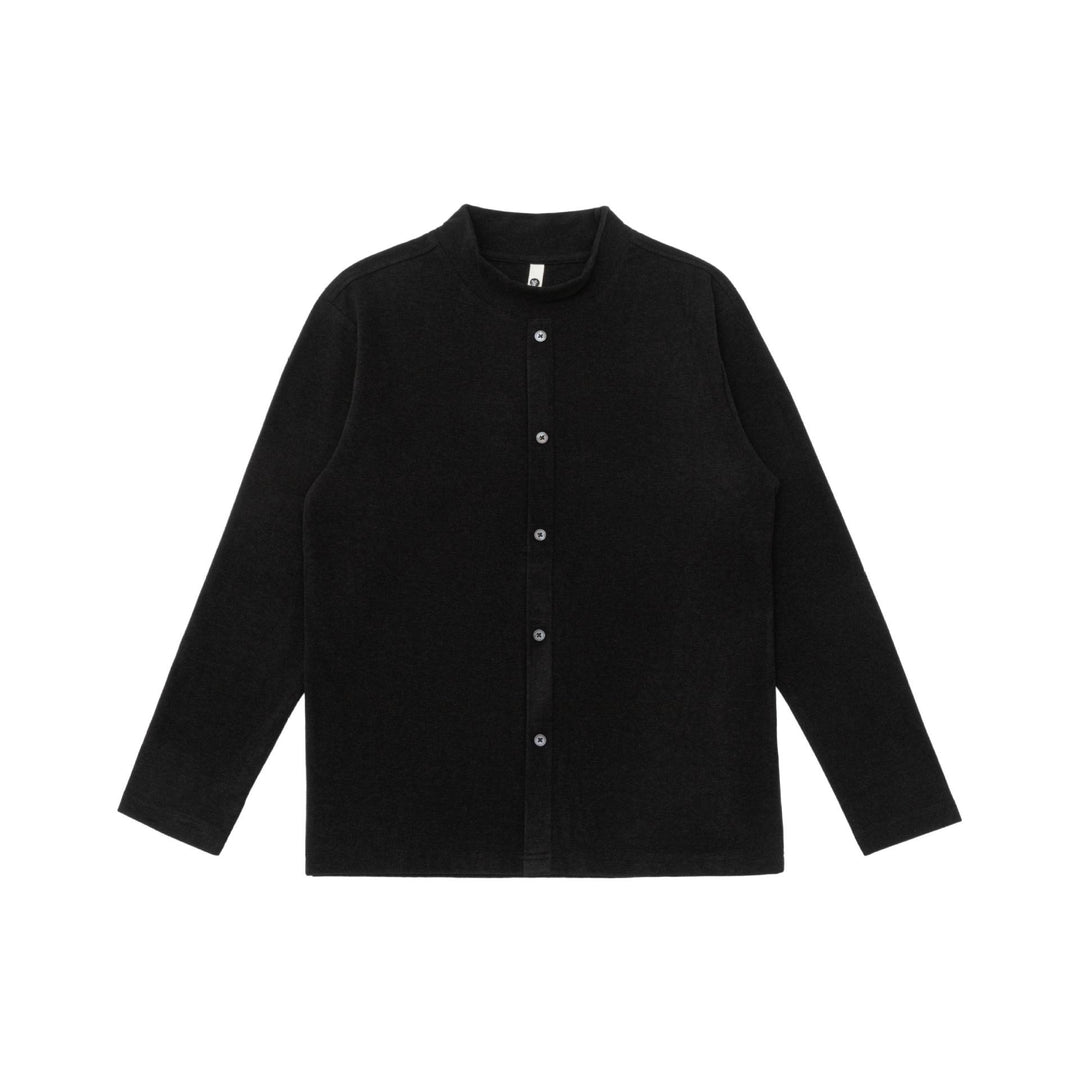 Unisex Feinstrukturierter Knopfcardigan mit Stehkragen Drune