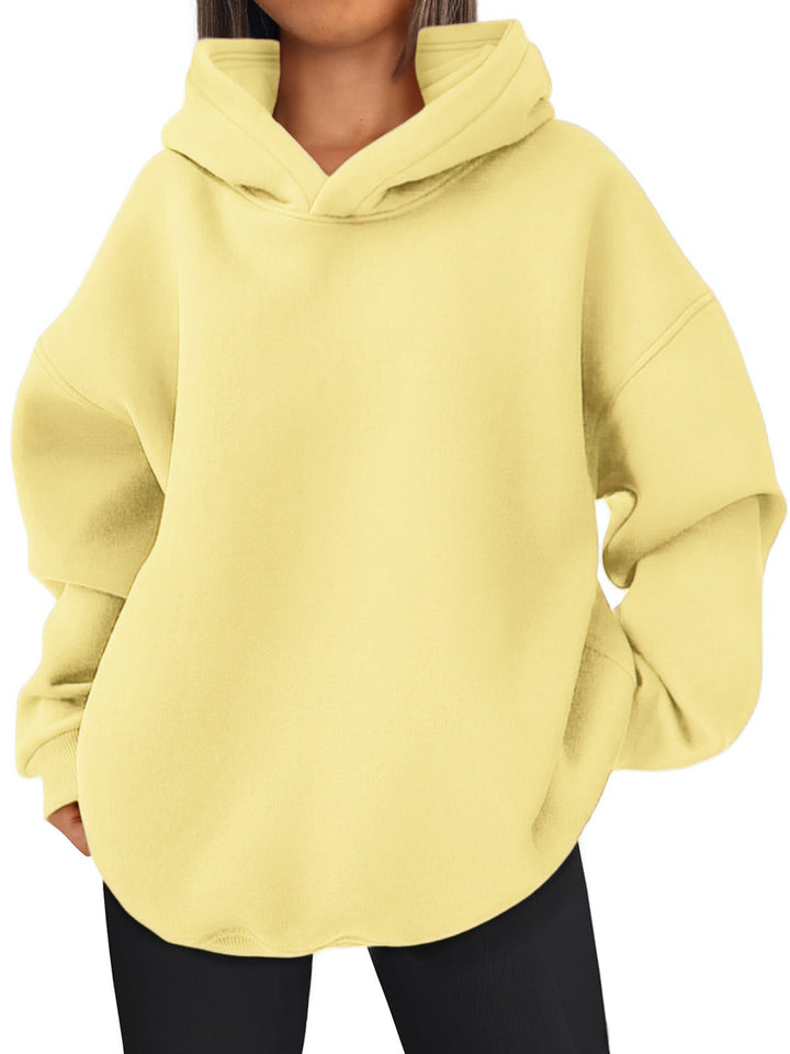 Damen nan kastiger Kapuzenpullover mit doppellagiger Kapuze, überschnittener Schulter und längerem Rückenteil Drune