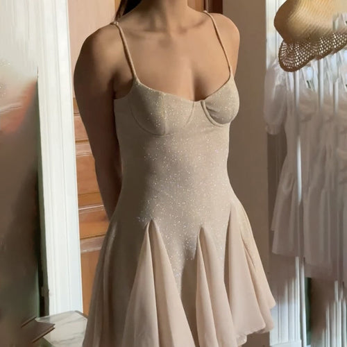 Damen Skaterkleid mit elegantem Bustier-Oberteil und Rüschen Drune