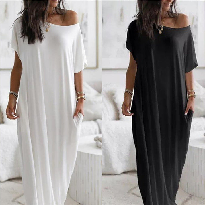 Damen lässiges Maxi-Überkleid mit weitem Schnitt und praktischen Taschen Drune