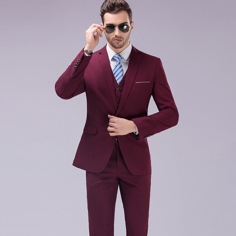 Herren Dreiteiliger Slim-Fit Businessanzug mit Weste und schmaler Silhouette Drune