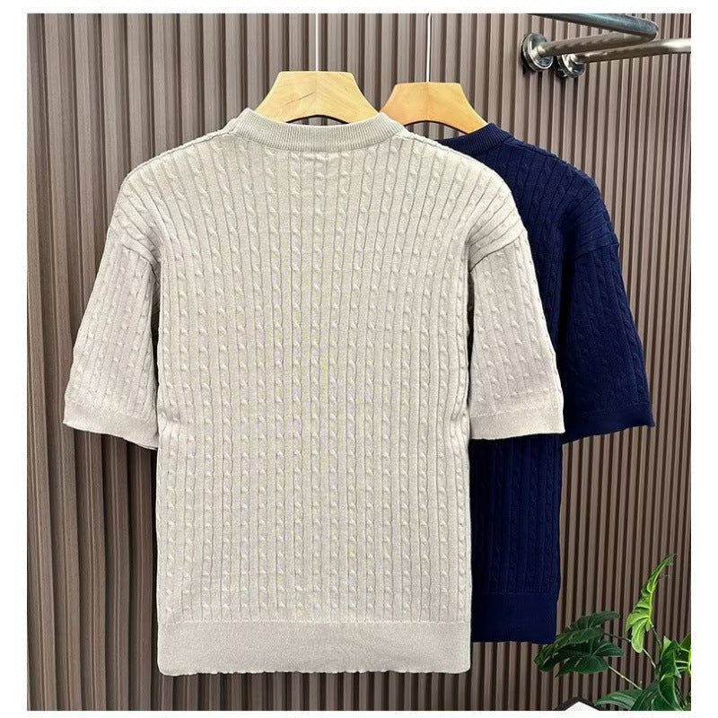 Damen Eleganter Strickpullover mit Kurzarm Drune