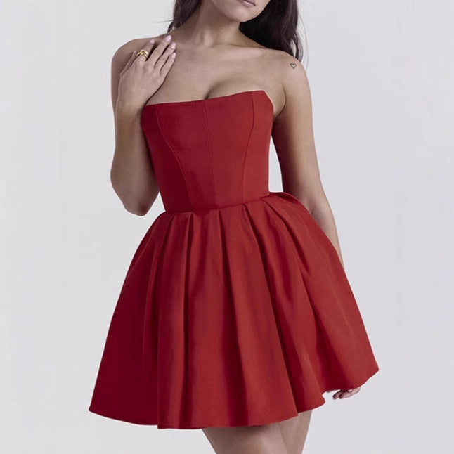 Damen Elegant geschnittenes A-Linie Minikleid Drune