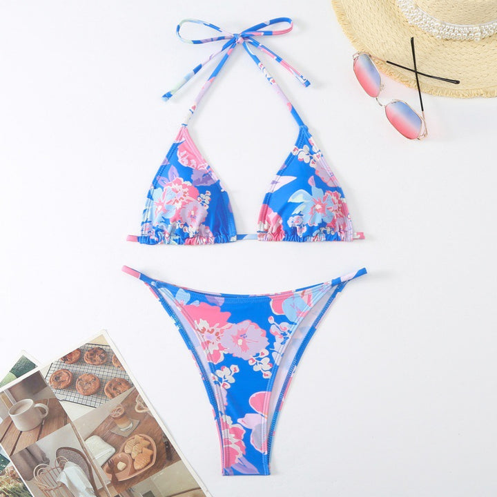 Damen Triangel-Bikini mit verspieltem floralem Design und verstellbaren Trägern Drune