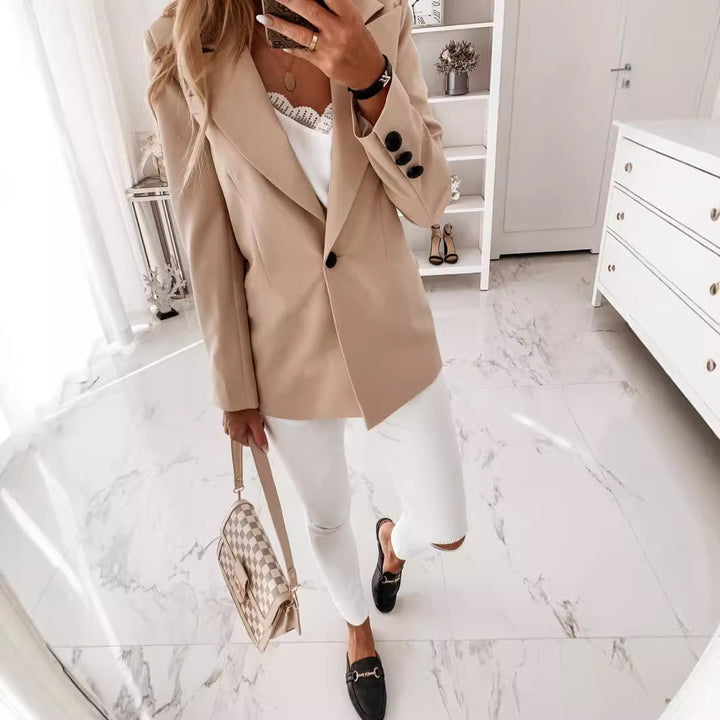 Damen eleganter oversized Blazer mit strukturierten Details und langen Ärmeln Drune