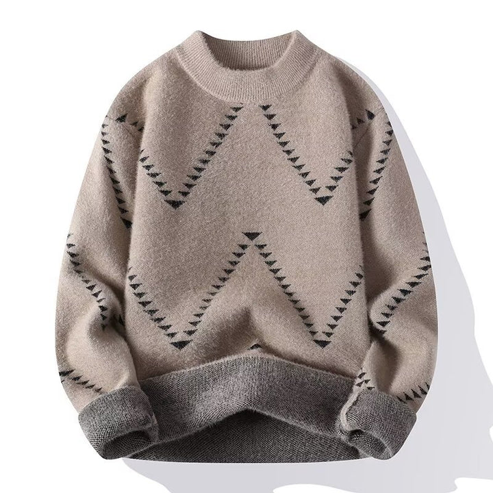Damen Gemütlicher Strickpullover mit modernem Wellenmuster Drune