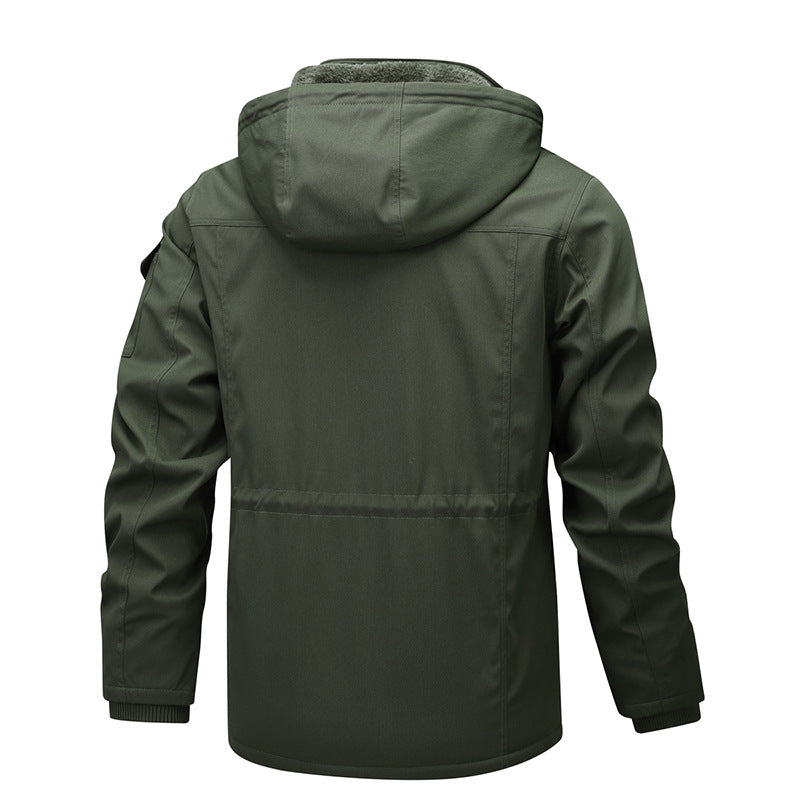Herren Militärinspirierter Canvas-Parka mit Teddyfleece-Innenfutter und verstellbarem Taillenzug Drune