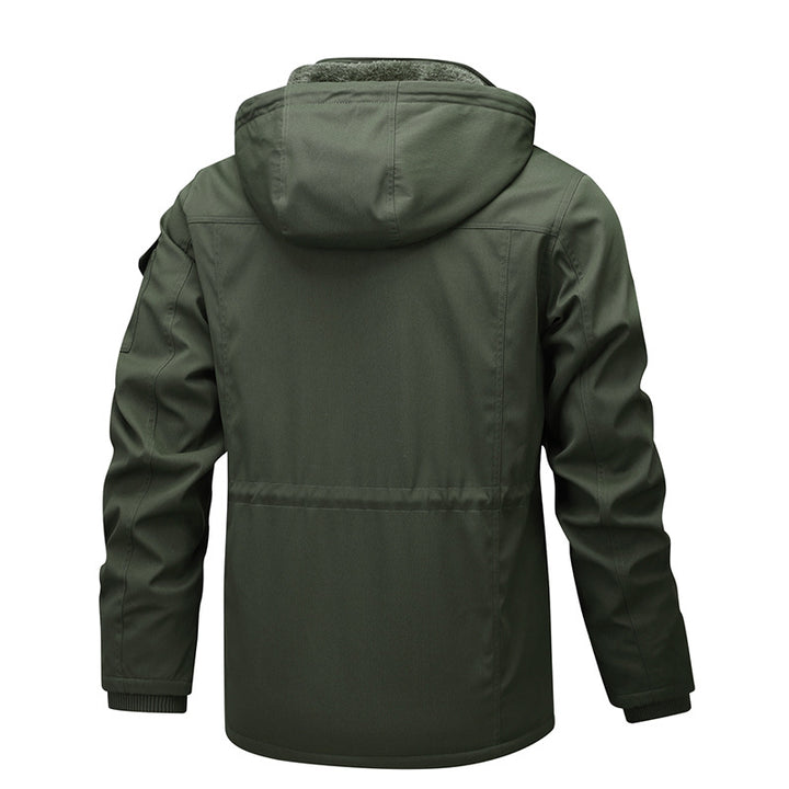 Herren Militärinspirierter Canvas-Parka mit Teddyfleece-Innenfutter und verstellbarem Taillenzug Drune