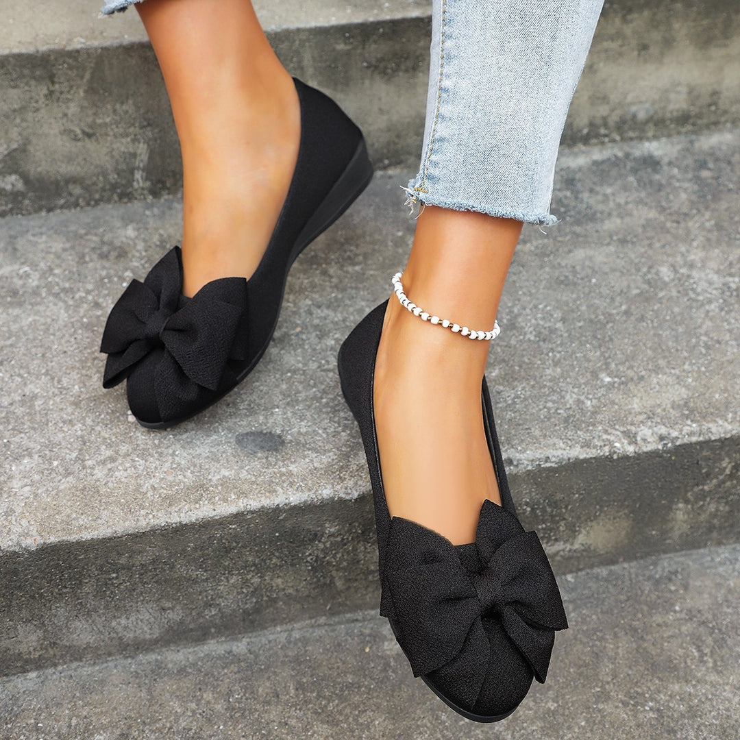 Damen Glamorous Schleifen-Detail Ballerinas Drune