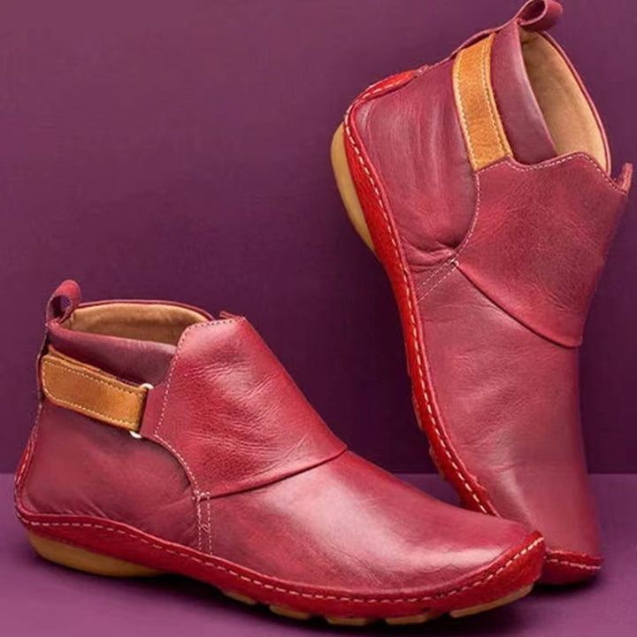 Damen Weiche Leder‑Stiefelette mit Klettverschluss, ergonomischer Laufsohle und gepolstertem Fußbett Drune