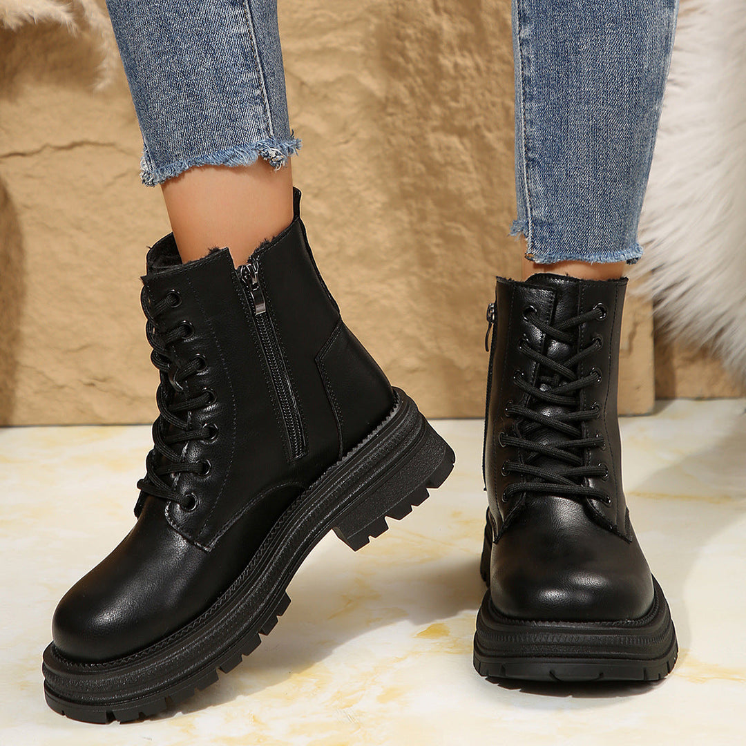 Damen Schnürboots mit robustem Profil und modischem Reißverschluss Drune